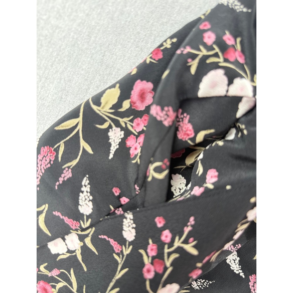 Option Too! Womens 1X Black Pink Floral Pleated Midi Skirt with Pockets 67D117X - Picture 4 of 7